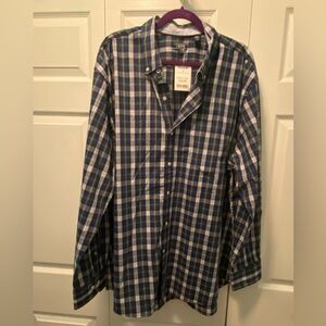 Izod Men’s Blue/Green Plaid Long Sleeve Button Down Shirt XXL New With Tags